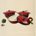 Acabamento do esmalte do jogo do Cookware do ferro fundido 3PCS